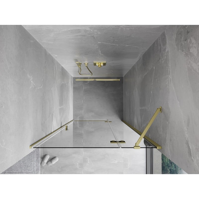 Mexen Mist-H Dusch-Schwingtür rechts 85 cm, transparent, gebürstetes Gold - 8A5-085-000-55-00-P