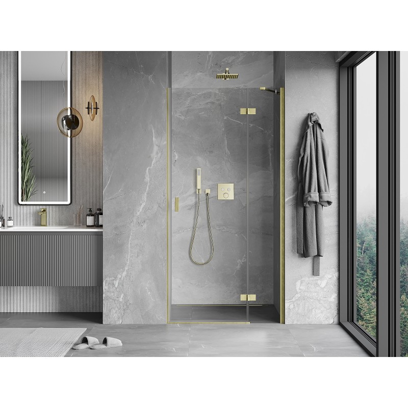 Mexen Mist-H Duschflügeltür rechts 115 cm, transparent, gebürstetes Gold - 8A5-115-000-55-00-P