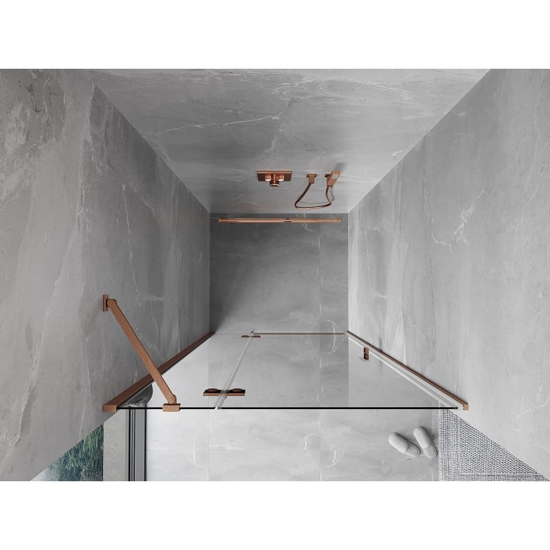 Mexen Mist-H Duschflügeltür links 80 cm, transparent, gebürstetes Kupfer - 8A5-080-000-65-00-L