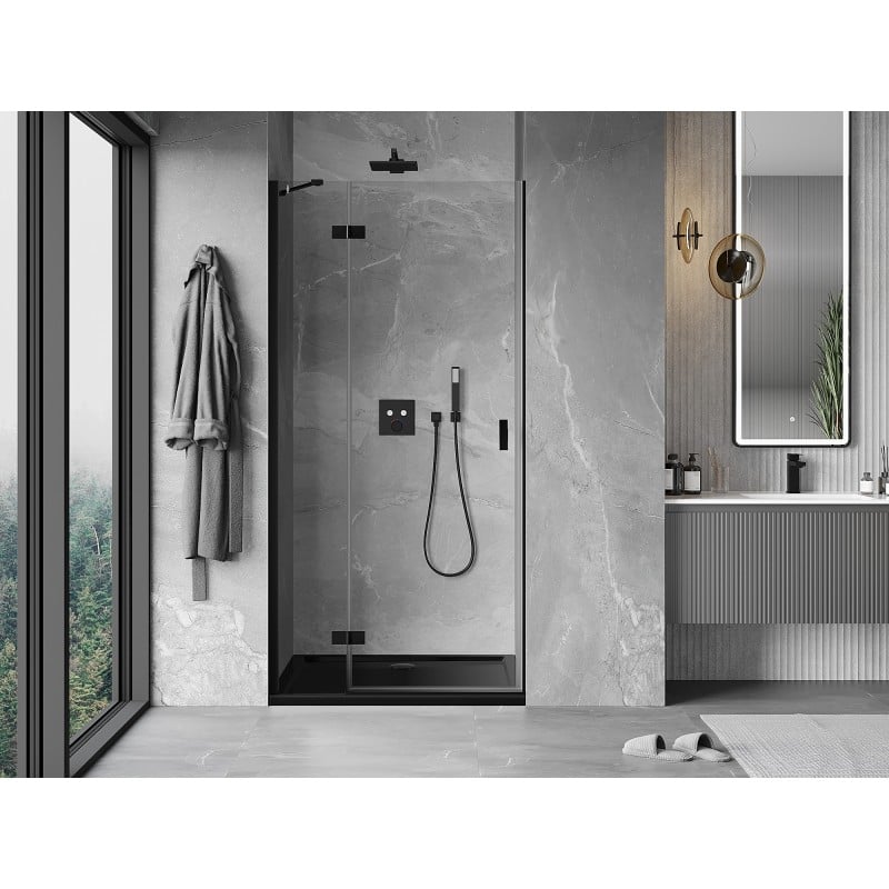 Mexen Mist-H linkstürige Duschkabine 90 cm, transparent, schwarz - 8A5-090-000-70-00-L