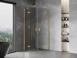 Mexen Mist Halbkreis-Duschkabine mit Flügeltür 70 x 70 cm, transparent, gold gebürstet - 8A33-070-070-55-00