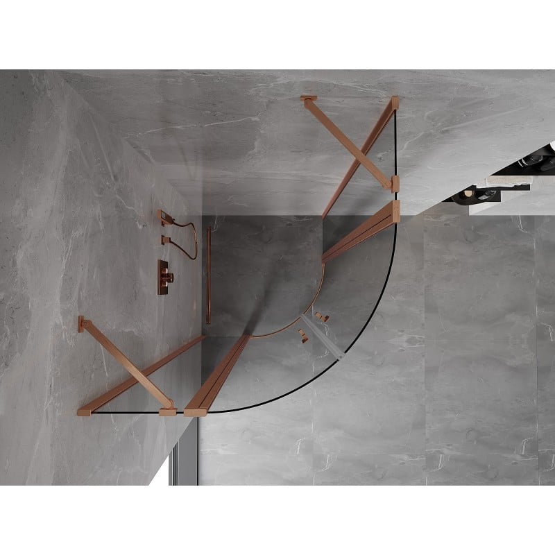 Mexen Mist Duschkabine halbkreisförmig schwenkbar 80 x 80 cm, transparent, gebürstetes Kupfer - 8A32-080-080-65-00
