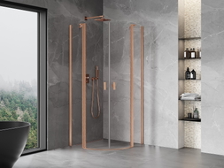 Mexen Mist Rundduschkabine mit Pendeltür 90 x 90 cm, transparent, gebürstetes Kupfer - 8A32-090-090-65-00