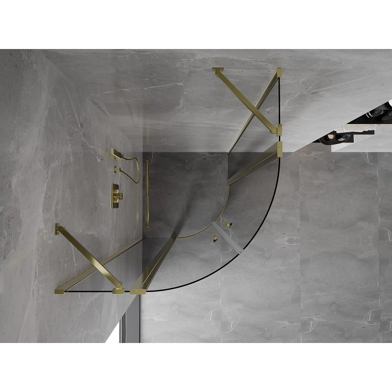 Mexen Mist Duschkabine halbrund schwenkbar 90 x 90 cm, transparent, gold - 8A32-090-090-50-00