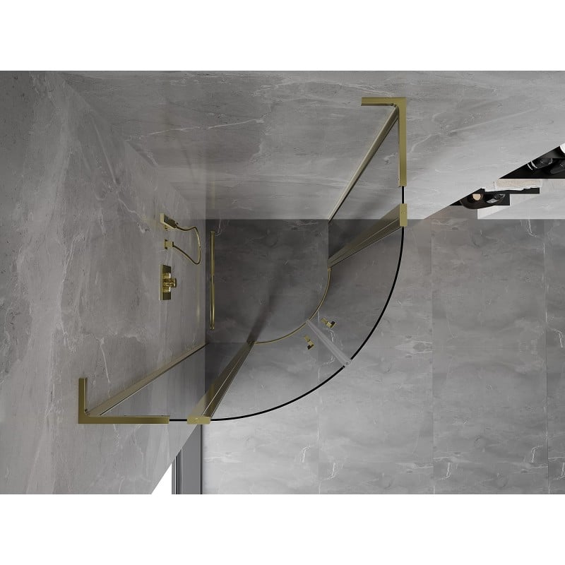 Mexen Mist L halbrunde Duschkabine schwenkbar 80 x 80 cm, transparent, gold - 8A32L-080-080-50-00