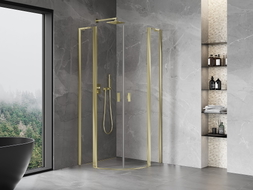 Mexen Mist L halbrunde Duschkabine schwenkbar 80 x 80 cm, transparent, gold - 8A32L-080-080-50-00
