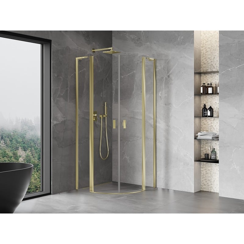 Mexen Mist L Runddusche zum Schwenken 90 x 90 cm, transparent, gold - 8A32L-090-090-50-00