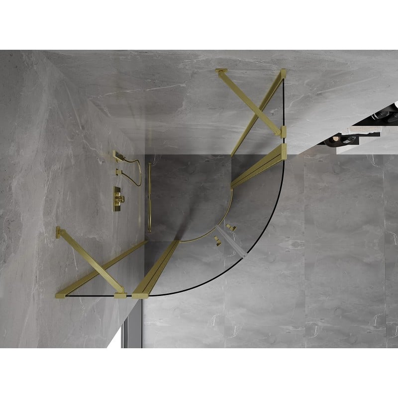 Mexen Mist Duschkabine halbkreisförmig schwenkbar 80 x 80 cm, transparent, gold gebürstet - 8A32-080-080-55-00