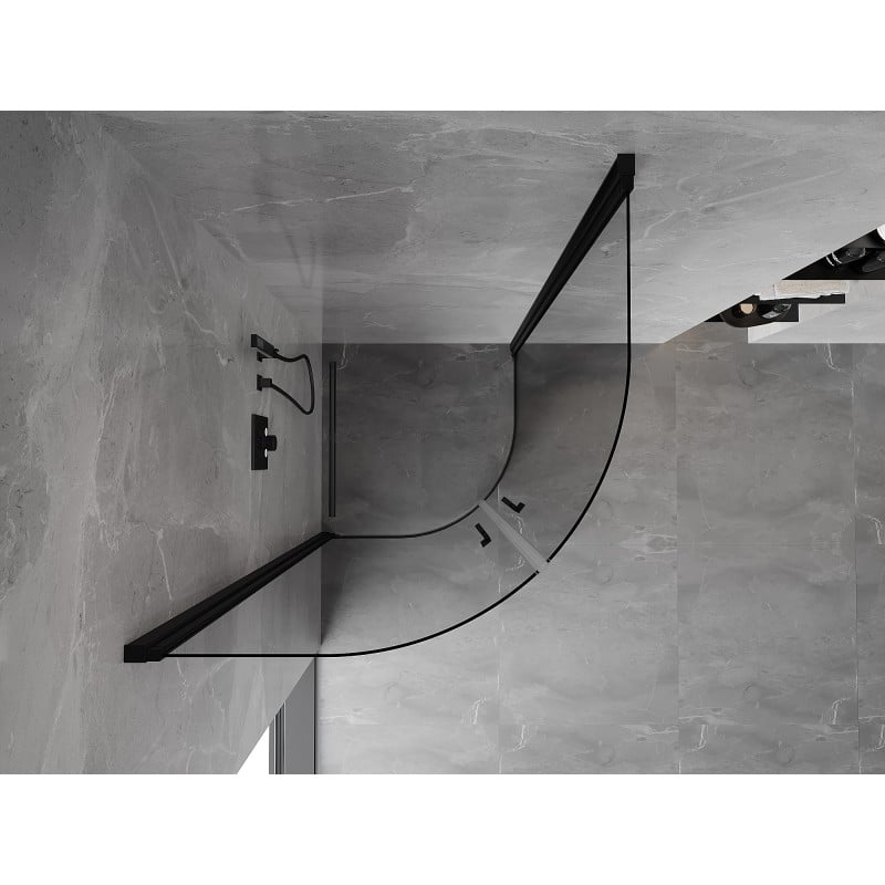 Mexen Mist Duschkabine halbrund schwenkbar 80 x 80 cm, transparent, schwarz - 8A31-080-080-70-00