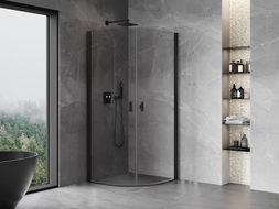 Mexen Mist Duschkabine halbrund schwenkbar 80 x 80 cm, transparent, schwarz - 8A31-080-080-70-00