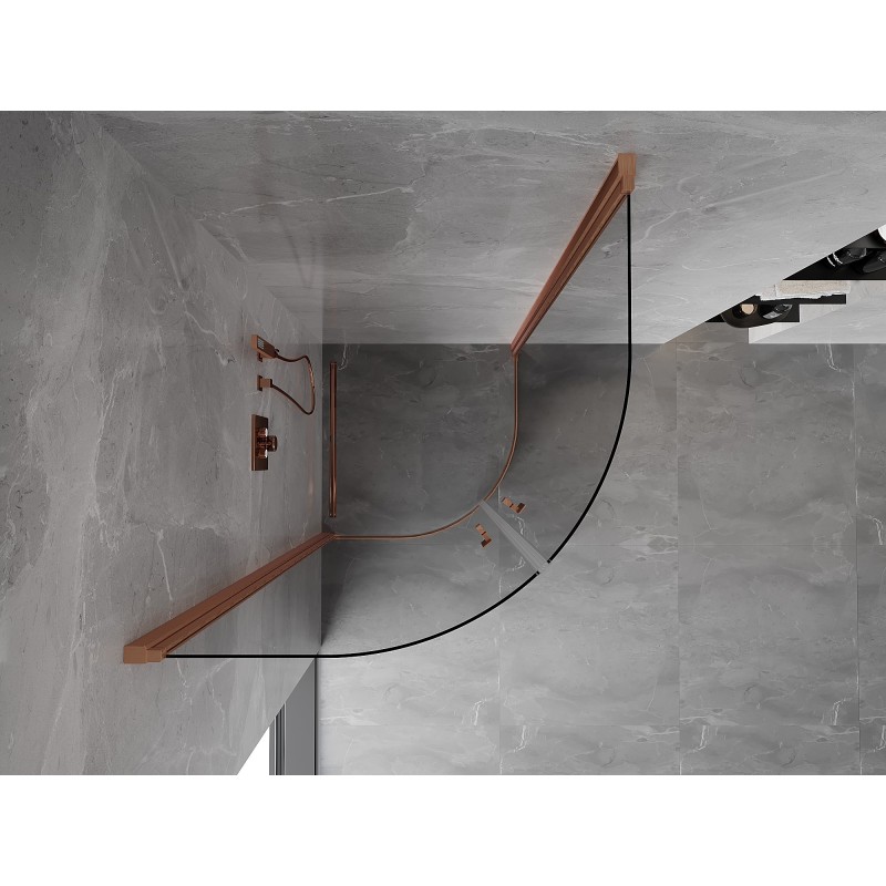 Mexen Mist halbrunde Duschkabine schwenkbar 80 x 80 cm, transparent, gebürstetes Kupfer - 8A31-080-080-65-00