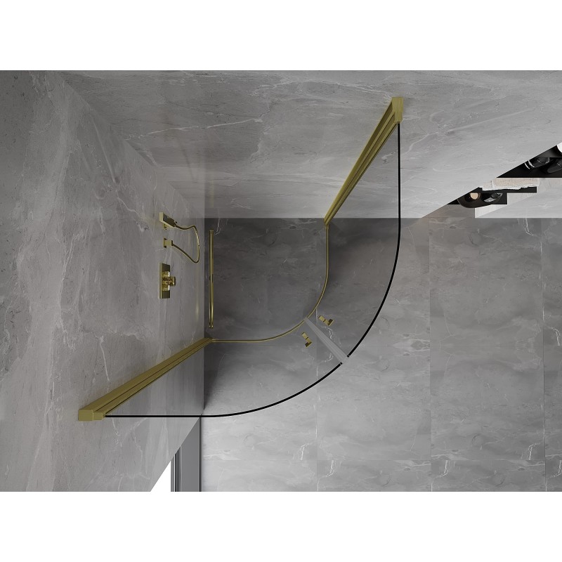 Mexen Mist Duschkabine halbrund schwenkbar 80 x 80 cm, transparent, gebürstetes Gold - 8A31-080-080-55-00