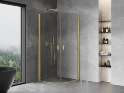 Mexen Mist Duschkabine halbkreisförmig schwenkbar 90 x 90 cm, transparent, gold gebürstet - 8A31-090-090-55-00