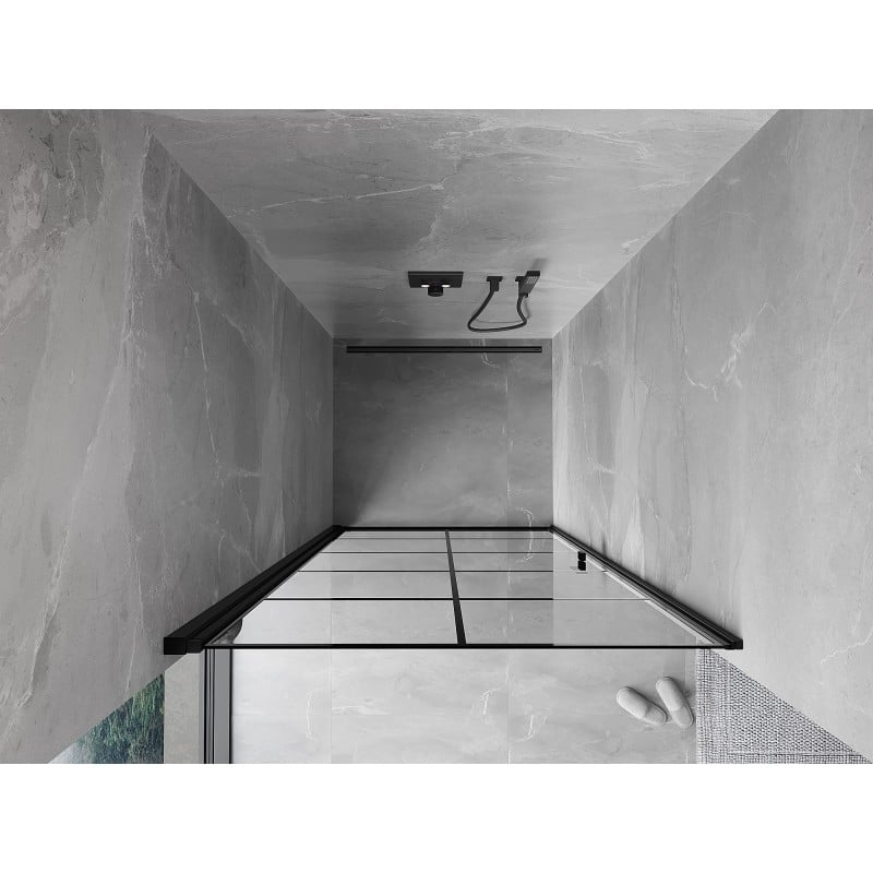 Mexen Mist-B Duschdrehtür links 100 cm, schwarzes Gitter, schwarz - 8A2-100-000-70-77-L