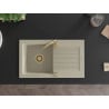 Mexen Pablo Granitspüle 1-beckig mit Abtropffläche 752 x 436 mm, beige, goldener Siphon - 6510751010-69-G