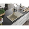 Mexen Pablo Granitspüle 1-becken mit Abtropffläche 752 x 436 mm, beige, goldener Siphon - 6510751010-69-G