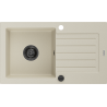 Mexen Pablo Granitspüle 1-Becken mit Abtropffläche 752 x 436 mm, beige, schwarzer Siphon - 6510751010-69-B