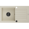 Mexen Pablo Granitspüle 1-beckig mit Abtropffläche 752 x 436 mm, beige, schwarzer Siphon - 6510751010-69-B