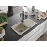 Mexen Pablo Granitspüle 1-Becken mit Abtropffläche 752 x 436 mm, beige, schwarzer Siphon - 6510751010-69-B