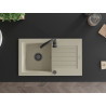 Mexen Pablo Granitspüle 1-beckig mit Abtropffläche 752 x 436 mm, beige, schwarzer Siphon - 6510751010-69-B
