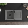 Mexen Pablo Granitspüle 1-Becken mit Abtropffläche 752 x 436 mm, grau, schwarzer Siphon - 6510751010-71-B