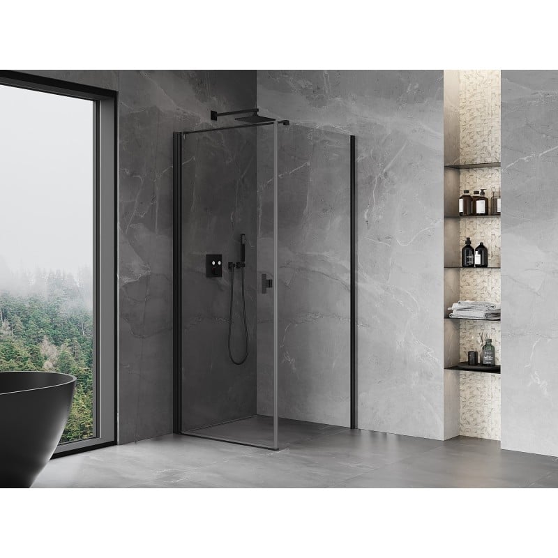Mexen Mist-B Duschkabine schwenkbar 70 x 70 cm, transparent, schwarz - 8A2T-070-070-70-00