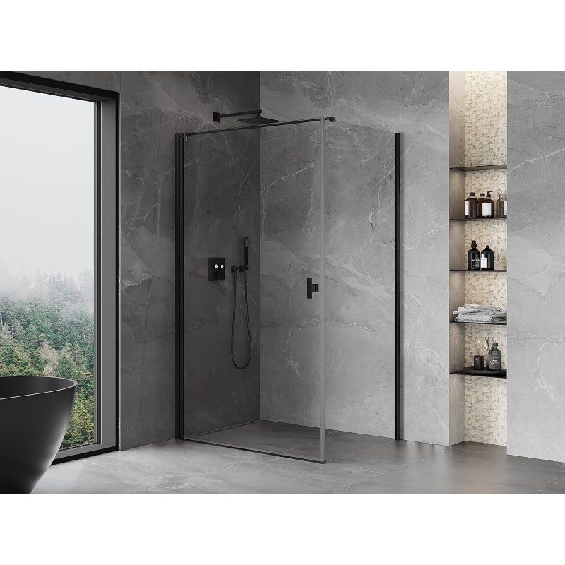 Mexen Mist-B Duschkabine schwenkbar 85 x 75 cm, transparent, schwarz - 8A2T-085-075-70-00