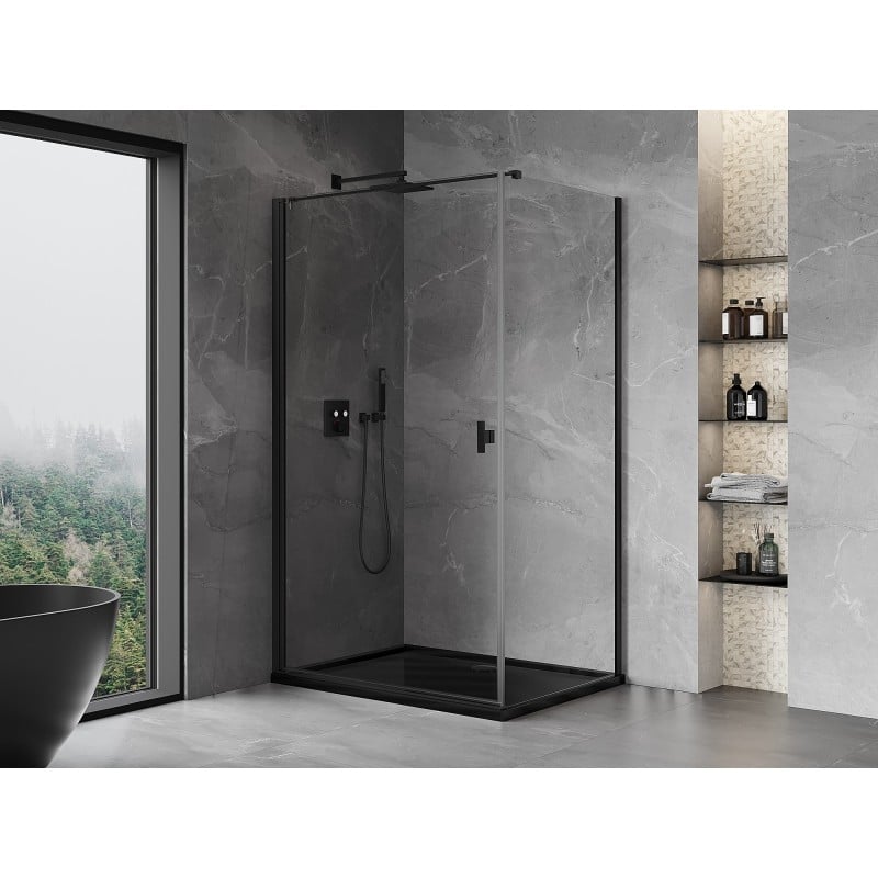 Mexen Mist-B Duschkabine aufklappbar 100 x 120 cm, transparent, schwarz - 8A2T-100-120-70-00