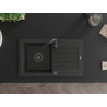 Mexen Pablo Granitspüle 1-Becken mit Abtropffläche 752 x 436 mm, schwarz/gold metallic, Siphon schwarz - 6510751010-75-B
