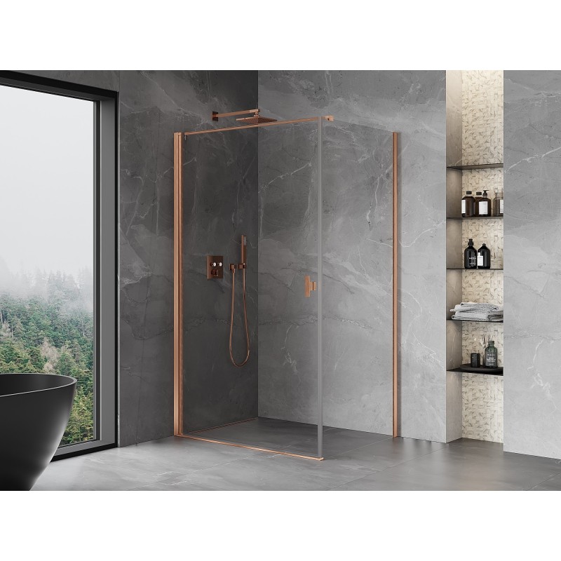 Mexen Mist-B  Duschtür 75 x 90 cm, transparent, gebürstetes Kupfer - 8A2T-075-090-65-00