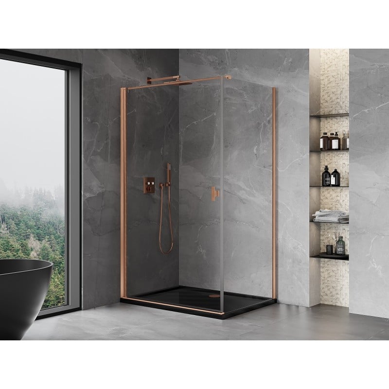 Mexen Mist-B  Duschkabine schwenkbar 100 x 80 cm, transparent, gebürstetes Kupfer - 8A2T-100-080-65-00