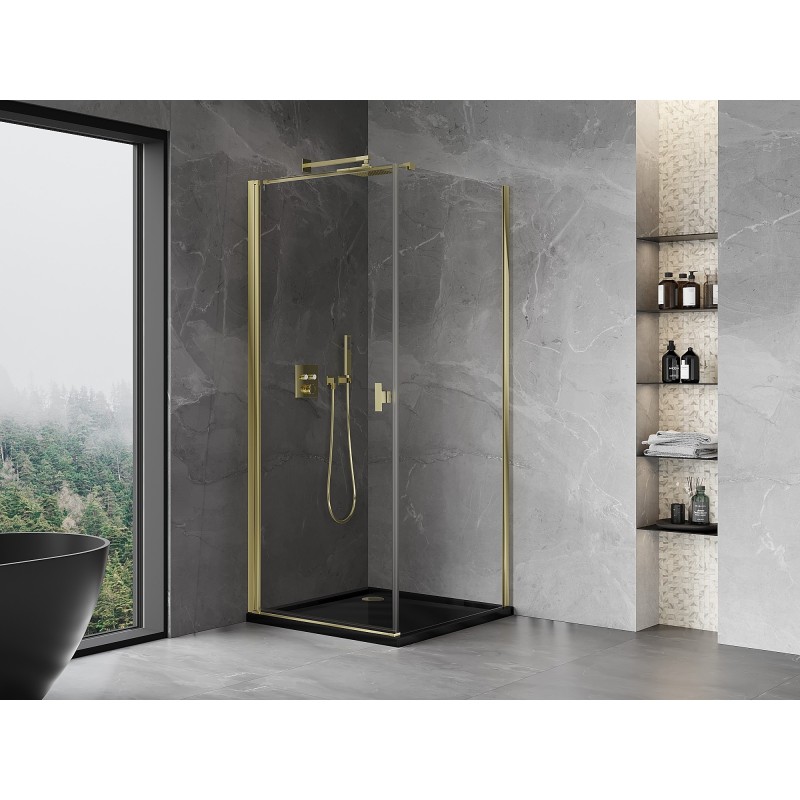 Mexen Mist-B Duschkabine mit Schwingtür 75 x 75 cm, transparent, gold - 8A2T-075-075-50-00