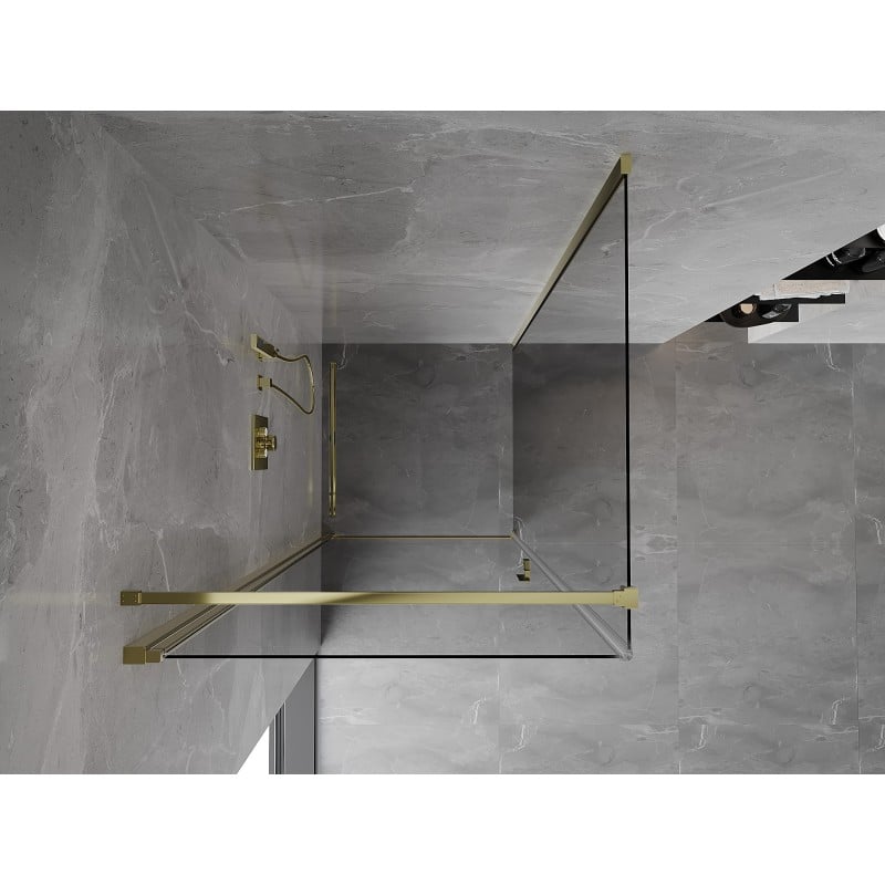 Mexen Mist-B Duschkabine schwenkbar 100 x 100 cm, transparent, gold - 8A2T-100-100-50-00