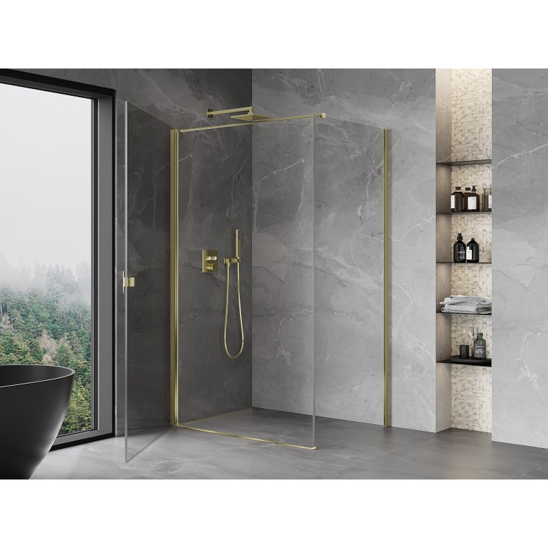 Mexen Mist-B Duschkabine schwenkbar 90 x 85 cm, transparent, gold - 8A2T-090-085-50-00