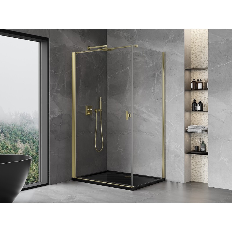 Mexen Mist-B Duschkabine schwenkbar 85 x 100 cm, transparent, gold - 8A2T-085-100-50-00