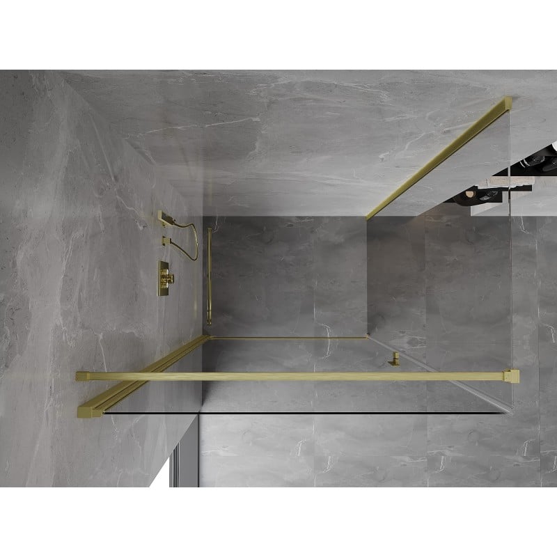 Mexen Mist-B Duschkabine mit Schwingtür 90 x 85 cm, transparent, gebürstetes Gold - 8A2T-090-085-55-00