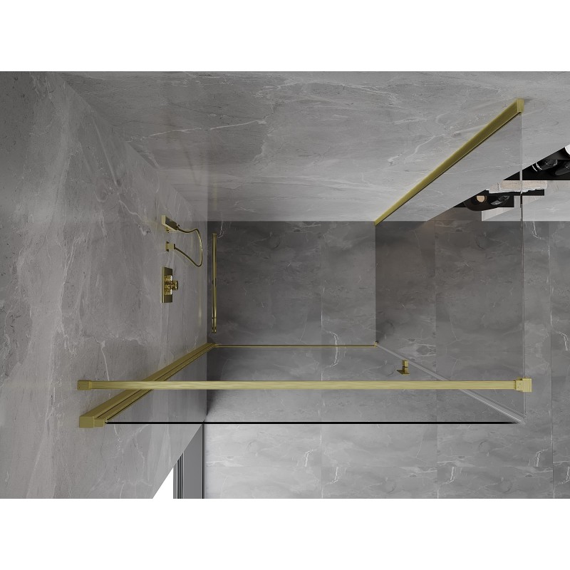 Mexen Mist-B Duschkabine, schwingend, 90 x 120 cm, transparent, gebürstetes Gold - 8A2T-090-120-55-00