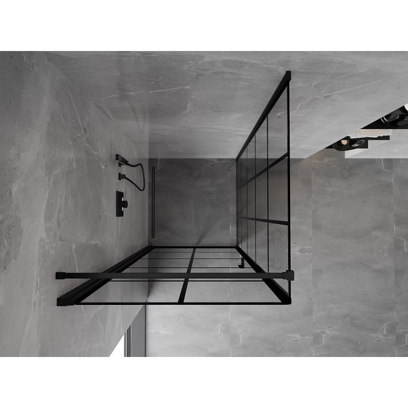 Mexen Mist-B Duschkabine Pendeltür links 70 x 70 cm, schwarzes Gitter, schwarz - 8A2T-070-070-70-77-L