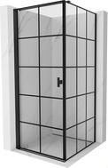 Mexen Mist-B Duschkabine, schwenkbar, links 80 x 80 cm, schwarzes Gitter, schwarz - 8A2T-080-080-70-77-L