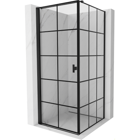 Mexen Mist-B Duschkabine links öffnend 90 x 90 cm, schwarzes Gitter, schwarz - 8A2T-090-090-70-77-L