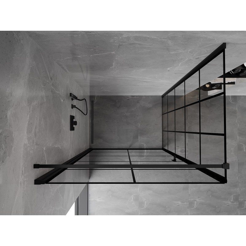 Mexen Mist-B Duschkabine schwenkbar links 100 x 70 cm, schwarzes Gitter, schwarz - 8A2T-100-070-70-77-L