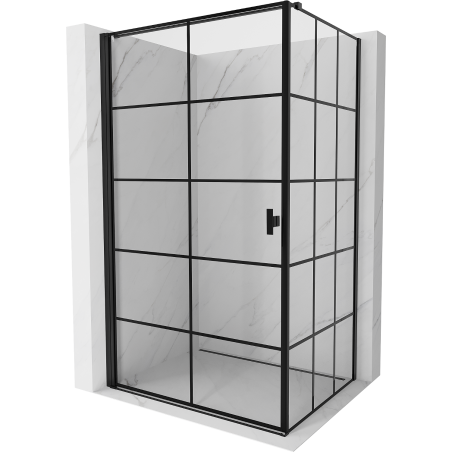Mexen Mist-B Duschkabine schwenkbar links 100 x 120 cm, schwarzes Gitter, schwarz - 8A2T-100-120-70-77-L