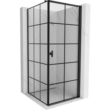 Mexen Mist-B Duschkabine rechts öffnend 80 x 80 cm, schwarz kariert, schwarz - 8A2T-080-080-70-77-P