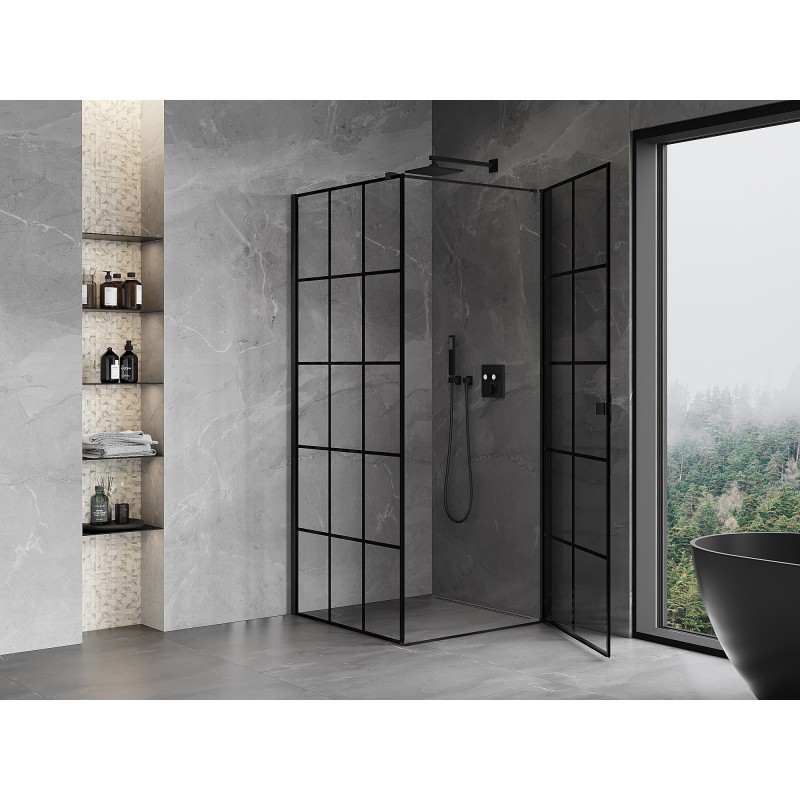 Mexen Mist-B Duschkabine rechts öffnend 80 x 80 cm, schwarz kariert, schwarz - 8A2T-080-080-70-77-P