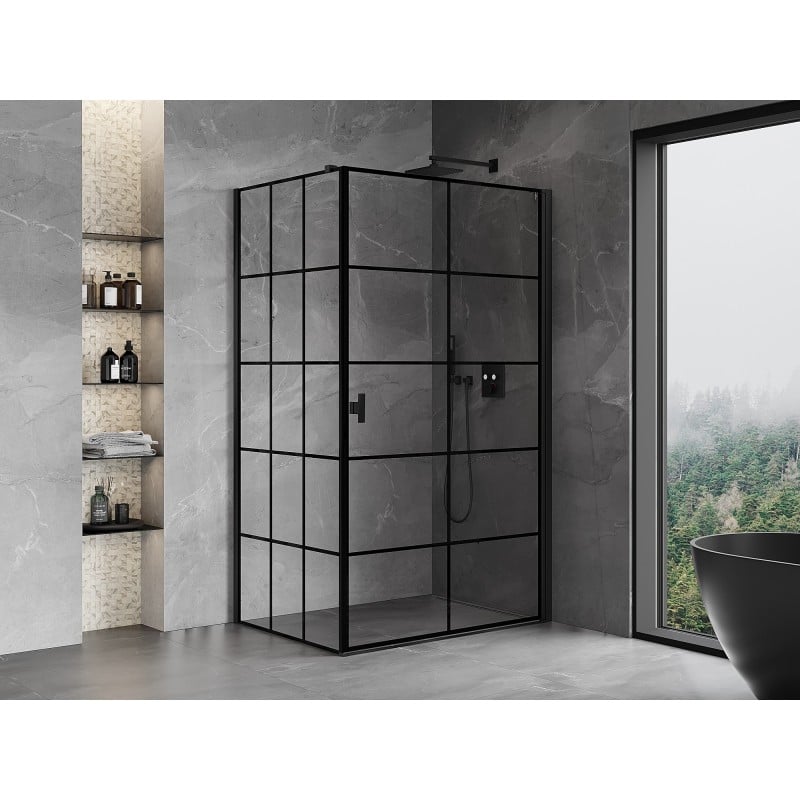 Mexen Mist-B Duschkabine rechte Tür 100 x 70 cm, schwarzes Gitter, schwarz - 8A2T-100-070-70-77-P
