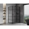 Mexen Mist-B Duschkabine, schwenkbar, rechts 90 x 75 cm, schwarzes Gitter, schwarz - 8A2T-090-075-70-77-P