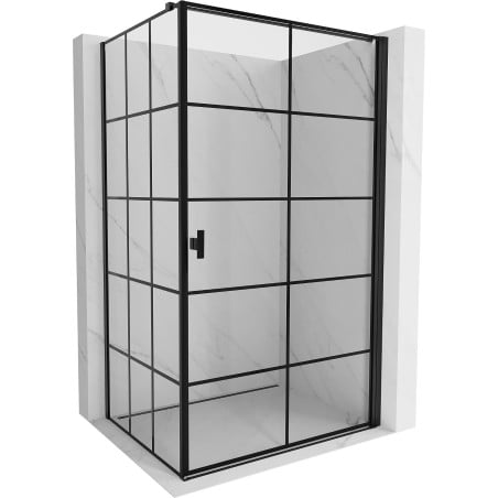 Mexen Mist-B Duschkabine, rechts öffnend, 90 x 80 cm, schwarzes Gitter, schwarz - 8A2T-090-080-70-77-P