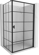Mexen Mist-B Duschkabine, rechts öffnend, 90 x 80 cm, schwarzes Gitter, schwarz - 8A2T-090-080-70-77-P