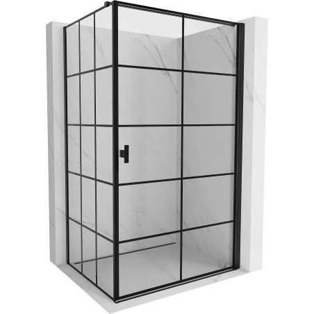 Mexen Mist-B Duschkabine schwenkbar rechts 80 x 90 cm, schwarzes Gitter, schwarz - 8A2T-080-090-70-77-P