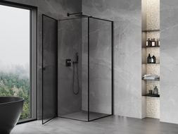 Mexen Mist-B Duschtür links 80 x 80 cm, schwarze Umrandung, schwarz - 8A2T-080-080-70-70-L